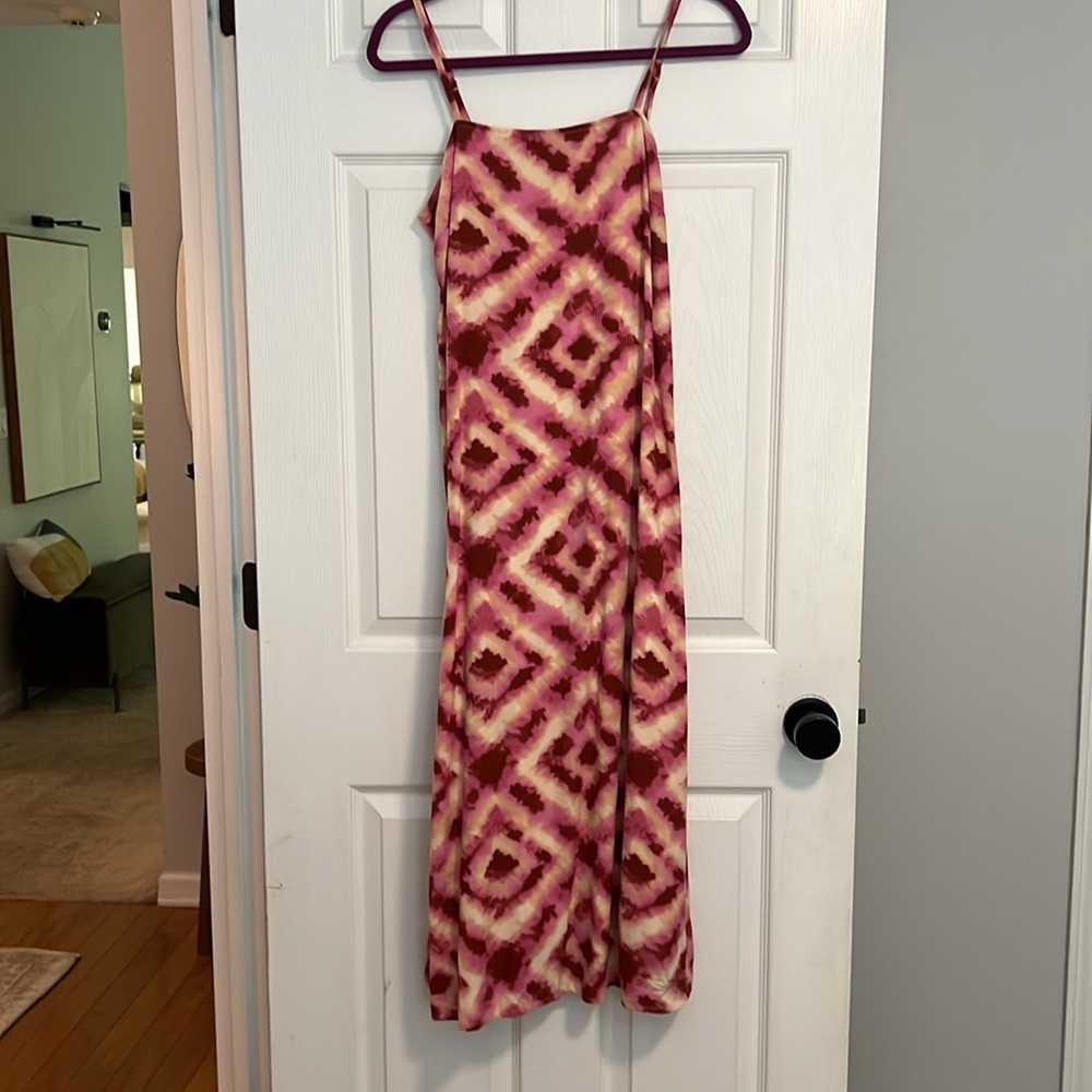 Japna Red and Cream Slip Dress Spaghetti Strap Casual